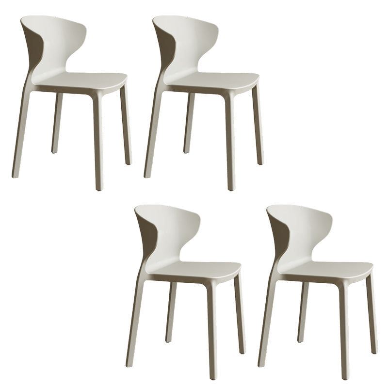 Contemporary Indoor Plastic Wingback Stackable Armless Dining Side Chair Light Gray 4 Piece Set Clearhalo 'Dining Chairs' 'Dining Tables & Seating' 'dining_chair' 'furn' 'furn_dining_chair' 'Furniture' 'Kitchen & Dining Furniture' 7718172