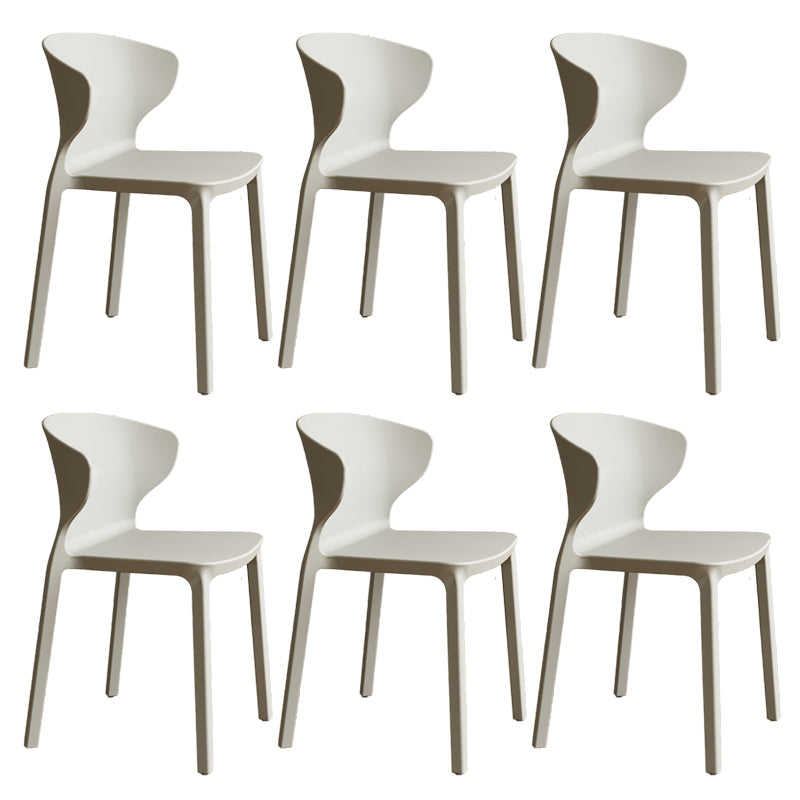 Contemporary Indoor Plastic Wingback Stackable Armless Dining Side Chair Light Gray 6 Piece Set Clearhalo 'Dining Chairs' 'Dining Tables & Seating' 'dining_chair' 'furn' 'furn_dining_chair' 'Furniture' 'Kitchen & Dining Furniture' 7718173