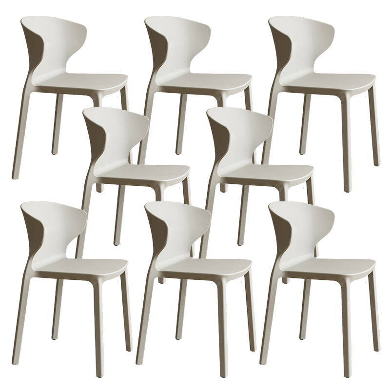 Contemporary Indoor Plastic Wingback Stackable Armless Dining Side Chair Light Gray 8 Piece Set Clearhalo 'Dining Chairs' 'Dining Tables & Seating' 'dining_chair' 'furn' 'furn_dining_chair' 'Furniture' 'Kitchen & Dining Furniture' 7718174