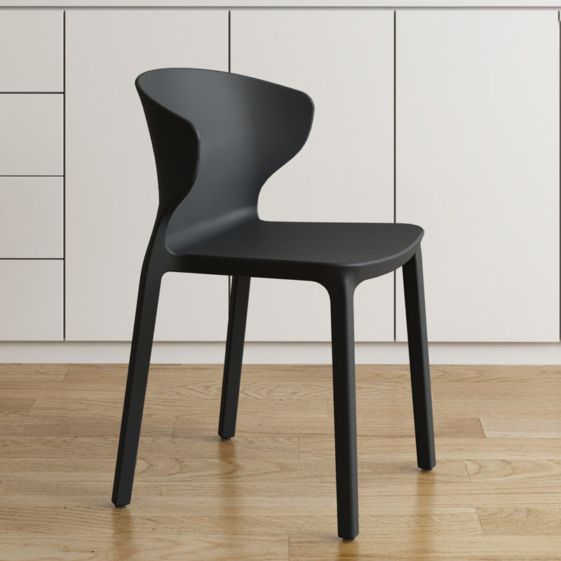 Contemporary Indoor Plastic Wingback Stackable Armless Dining Side Chair Black 1 Piece Clearhalo 'Dining Chairs' 'Dining Tables & Seating' 'dining_chair' 'furn' 'furn_dining_chair' 'Furniture' 'Kitchen & Dining Furniture' 7718175