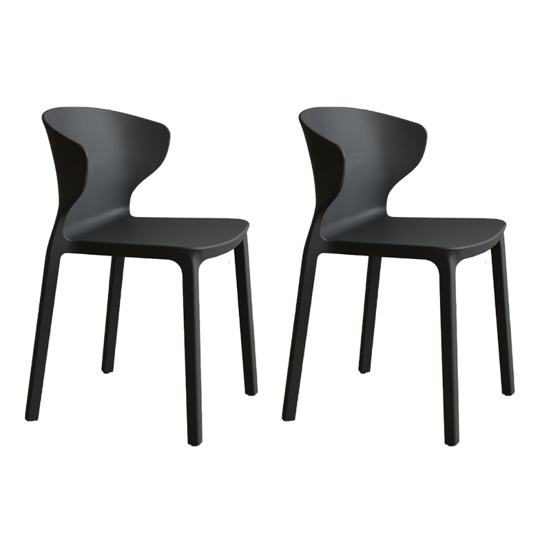 Contemporary Indoor Plastic Wingback Stackable Armless Dining Side Chair Black 2 Piece Set Clearhalo 'Dining Chairs' 'Dining Tables & Seating' 'dining_chair' 'furn' 'furn_dining_chair' 'Furniture' 'Kitchen & Dining Furniture' 7718176