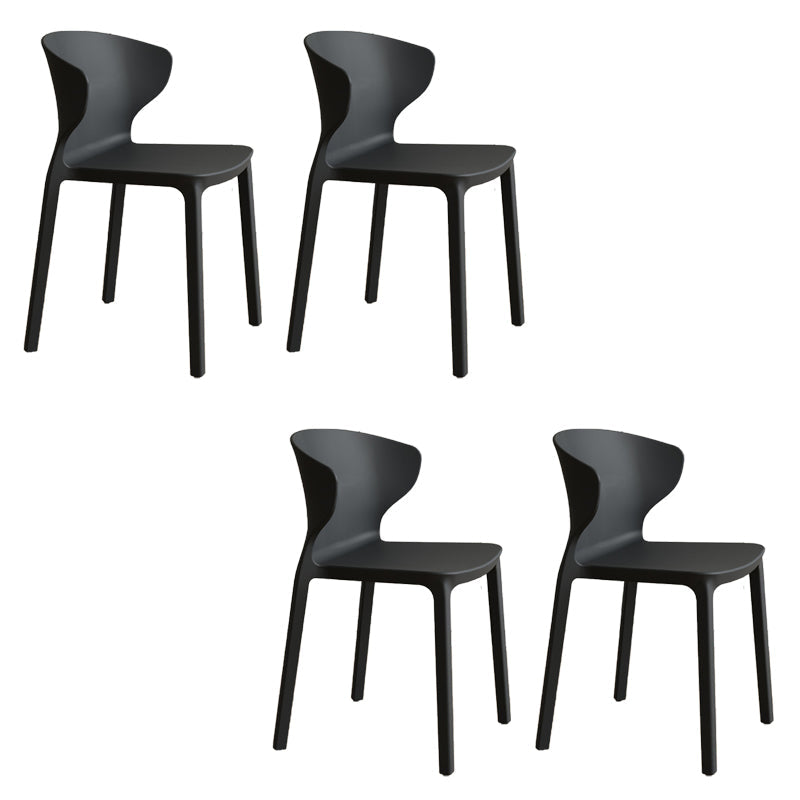 Contemporary Indoor Plastic Wingback Stackable Armless Dining Side Chair Black 4 Piece Set Clearhalo 'Dining Chairs' 'Dining Tables & Seating' 'dining_chair' 'furn' 'furn_dining_chair' 'Furniture' 'Kitchen & Dining Furniture' 7718177