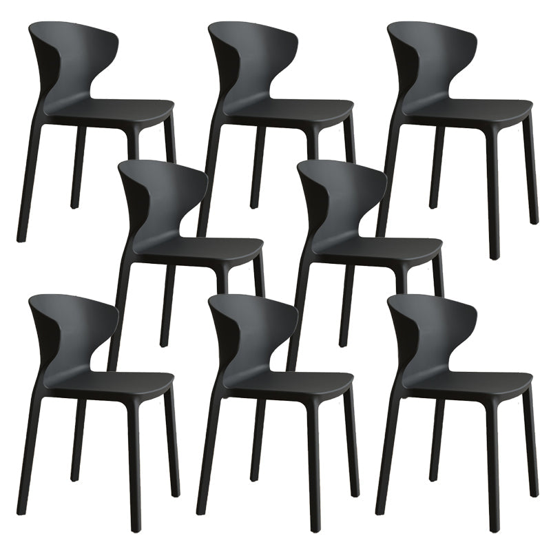 Contemporary Indoor Plastic Wingback Stackable Armless Dining Side Chair Black 8 Piece Set Clearhalo 'Dining Chairs' 'Dining Tables & Seating' 'dining_chair' 'furn' 'furn_dining_chair' 'Furniture' 'Kitchen & Dining Furniture' 7718179