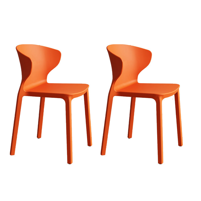 Contemporary Indoor Plastic Wingback Stackable Armless Dining Side Chair Orange 2 Piece Set Clearhalo 'Dining Chairs' 'Dining Tables & Seating' 'dining_chair' 'furn' 'furn_dining_chair' 'Furniture' 'Kitchen & Dining Furniture' 7718181