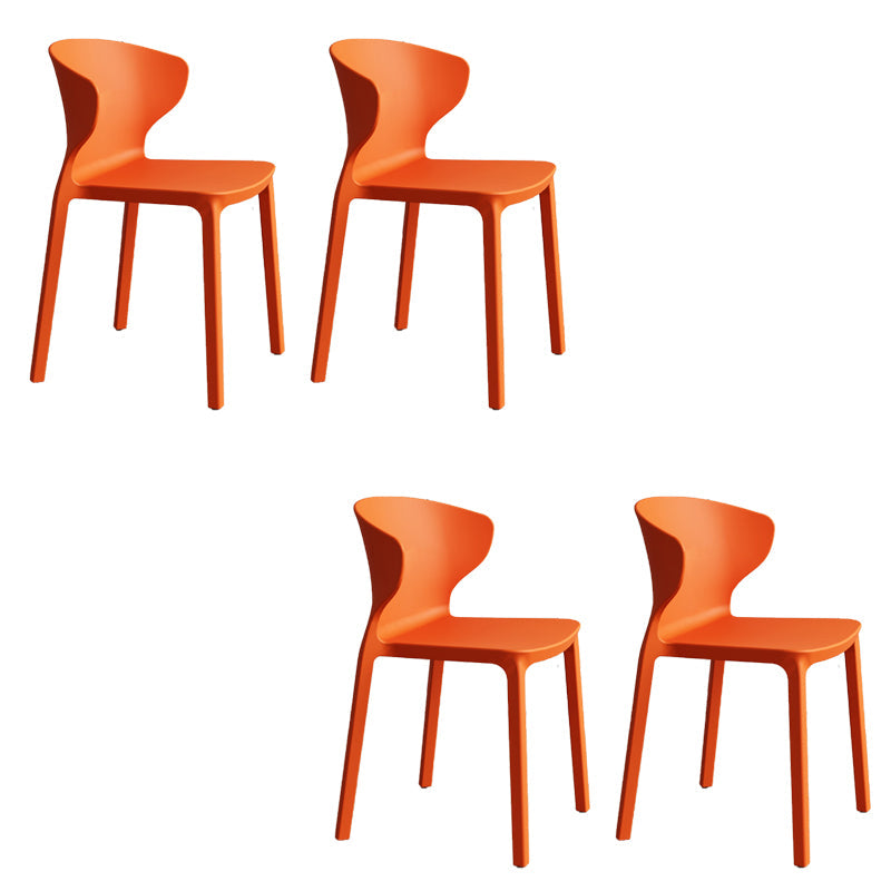 Contemporary Indoor Plastic Wingback Stackable Armless Dining Side Chair Orange 4 Piece Set Clearhalo 'Dining Chairs' 'Dining Tables & Seating' 'dining_chair' 'furn' 'furn_dining_chair' 'Furniture' 'Kitchen & Dining Furniture' 7718182