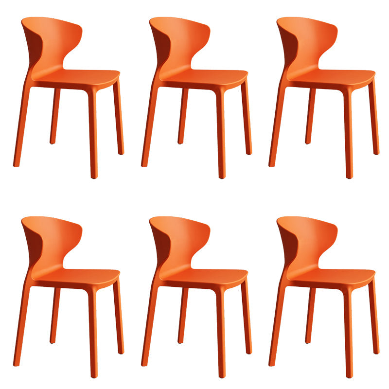 Contemporary Indoor Plastic Wingback Stackable Armless Dining Side Chair Orange 6 Piece Set Clearhalo 'Dining Chairs' 'Dining Tables & Seating' 'dining_chair' 'furn' 'furn_dining_chair' 'Furniture' 'Kitchen & Dining Furniture' 7718183