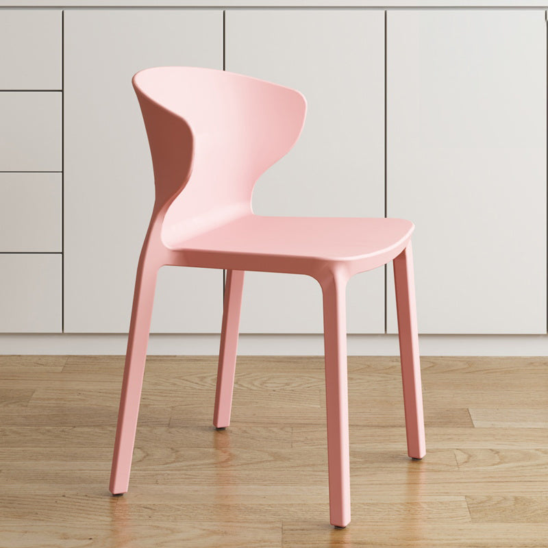 Contemporary Indoor Plastic Wingback Stackable Armless Dining Side Chair Pink 1 Piece Clearhalo 'Dining Chairs' 'Dining Tables & Seating' 'dining_chair' 'furn' 'furn_dining_chair' 'Furniture' 'Kitchen & Dining Furniture' 7718185