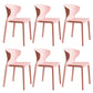Contemporary Indoor Plastic Wingback Stackable Armless Dining Side Chair Pink 6 Piece Set Clearhalo 'Dining Chairs' 'Dining Tables & Seating' 'dining_chair' 'furn' 'furn_dining_chair' 'Furniture' 'Kitchen & Dining Furniture' 7718188