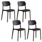 Modern Indoor-Outdoor Plastic Open Back Stackable Dining Side Chair Black 4 Piece Set Clearhalo 'Dining Chairs' 'Dining Tables & Seating' 'dining_chair' 'furn' 'furn_dining_chair' 'Furniture' 'Kitchen & Dining Furniture' 7718192