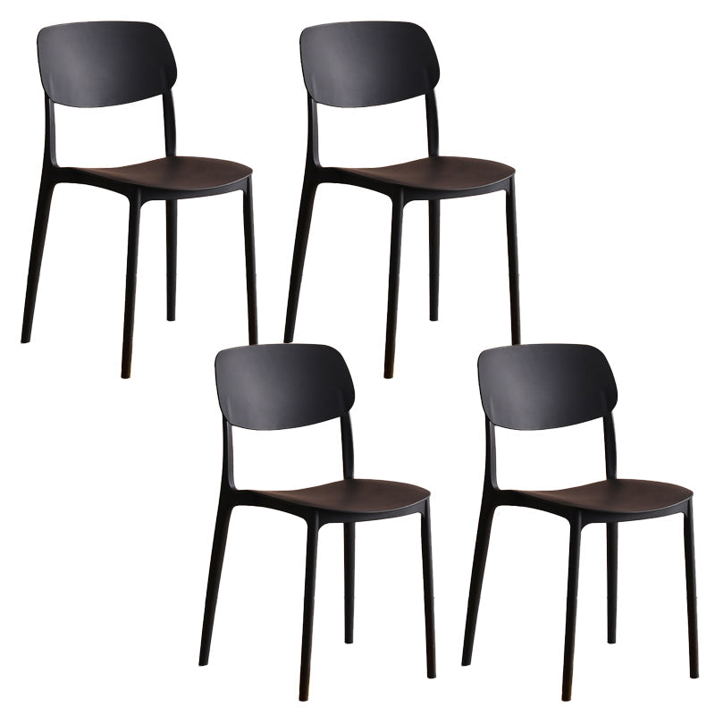 Modern Indoor-Outdoor Plastic Open Back Stackable Dining Side Chair Black 4 Piece Set Clearhalo 'Dining Chairs' 'Dining Tables & Seating' 'dining_chair' 'furn' 'furn_dining_chair' 'Furniture' 'Kitchen & Dining Furniture' 7718192