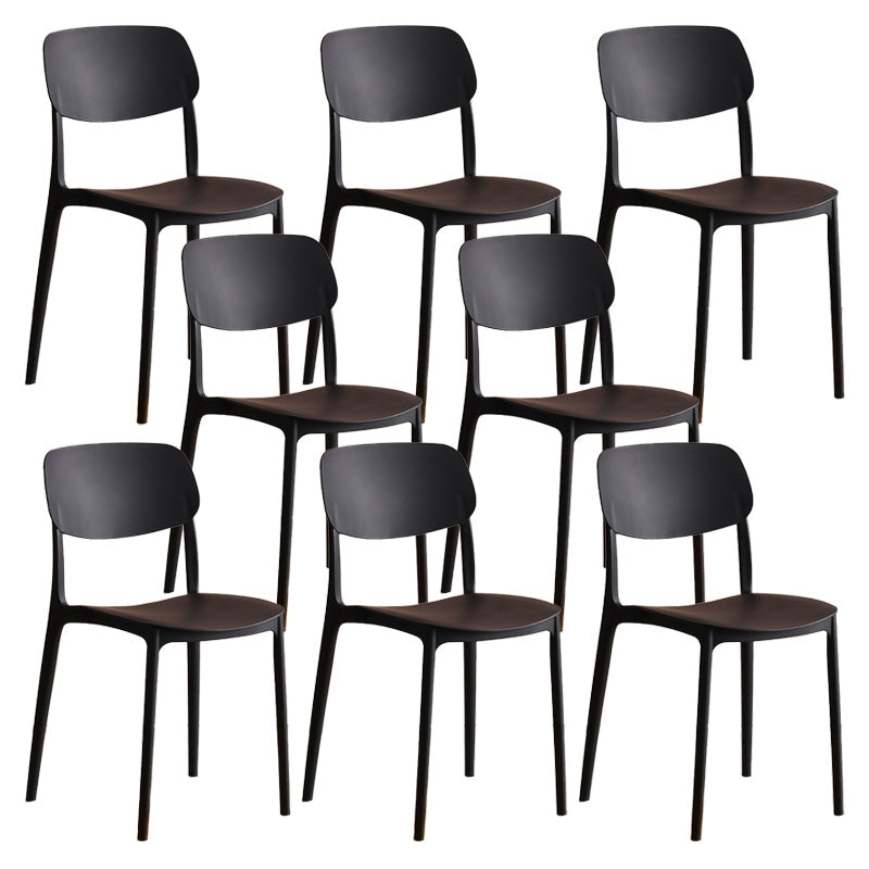 Modern Indoor-Outdoor Plastic Open Back Stackable Dining Side Chair Black 8 Piece Set Clearhalo 'Dining Chairs' 'Dining Tables & Seating' 'dining_chair' 'furn' 'furn_dining_chair' 'Furniture' 'Kitchen & Dining Furniture' 7718195