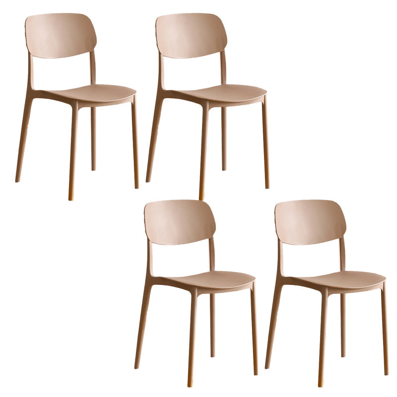 Modern Indoor-Outdoor Plastic Open Back Stackable Dining Side Chair Camel 4 Piece Set Clearhalo 'Dining Chairs' 'Dining Tables & Seating' 'dining_chair' 'furn' 'furn_dining_chair' 'Furniture' 'Kitchen & Dining Furniture' 7718203