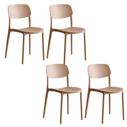 Modern Indoor-Outdoor Plastic Open Back Stackable Dining Side Chair Camel 4 Piece Set Clearhalo 'Dining Chairs' 'Dining Tables & Seating' 'dining_chair' 'furn' 'furn_dining_chair' 'Furniture' 'Kitchen & Dining Furniture' 7718203