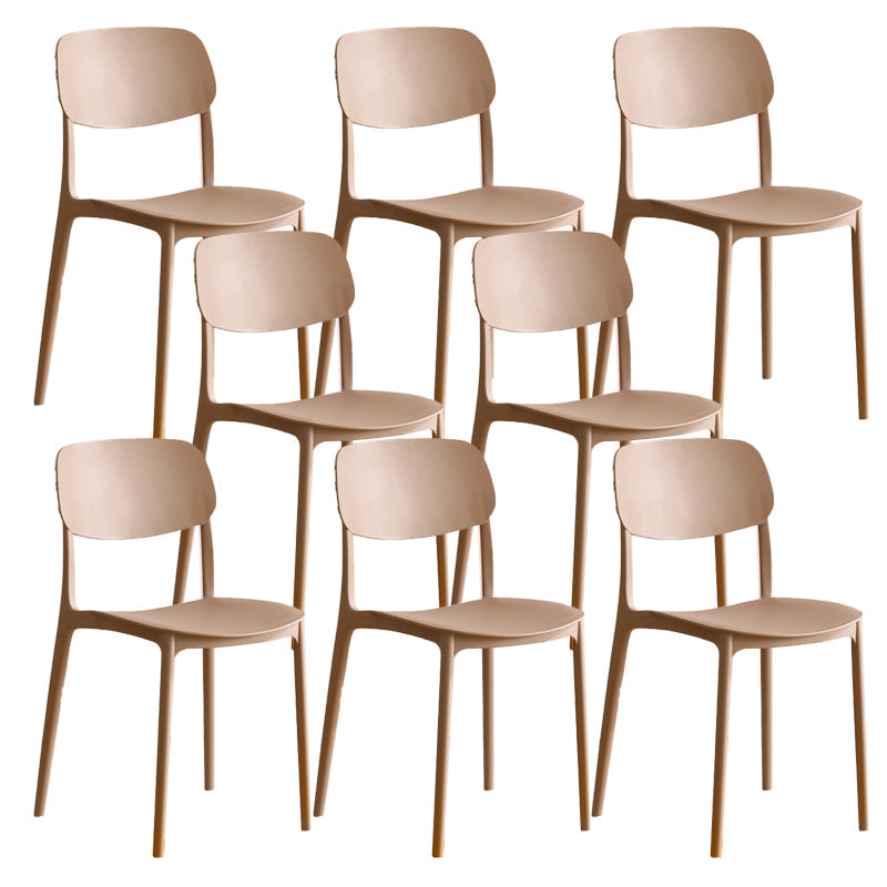 Modern Indoor-Outdoor Plastic Open Back Stackable Dining Side Chair Camel 8 Piece Set Clearhalo 'Dining Chairs' 'Dining Tables & Seating' 'dining_chair' 'furn' 'furn_dining_chair' 'Furniture' 'Kitchen & Dining Furniture' 7718204