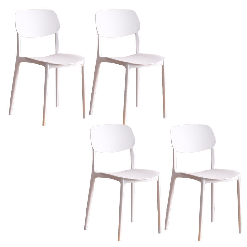 Modern Indoor-Outdoor Plastic Open Back Stackable Dining Side Chair White 4 Piece Set Clearhalo 'Dining Chairs' 'Dining Tables & Seating' 'dining_chair' 'furn' 'furn_dining_chair' 'Furniture' 'Kitchen & Dining Furniture' 7718206