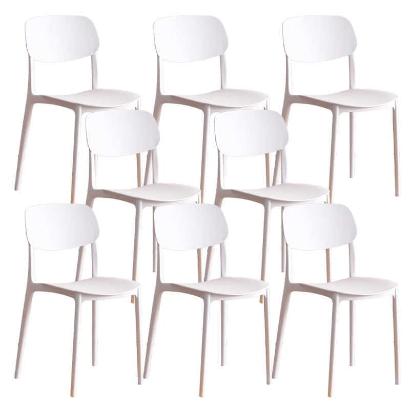 Modern Indoor-Outdoor Plastic Open Back Stackable Dining Side Chair White 8 Piece Set Clearhalo 'Dining Chairs' 'Dining Tables & Seating' 'dining_chair' 'furn' 'furn_dining_chair' 'Furniture' 'Kitchen & Dining Furniture' 7718207