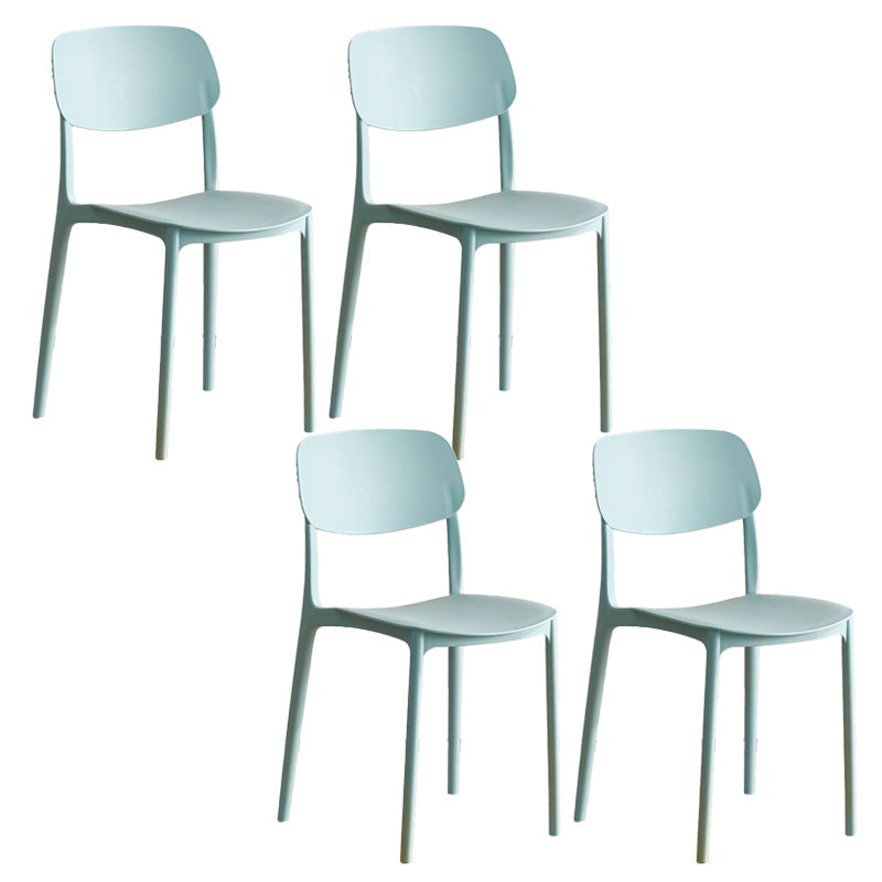Modern Indoor-Outdoor Plastic Open Back Stackable Dining Side Chair Green 4 Piece Set Clearhalo 'Dining Chairs' 'Dining Tables & Seating' 'dining_chair' 'furn' 'furn_dining_chair' 'Furniture' 'Kitchen & Dining Furniture' 7718208