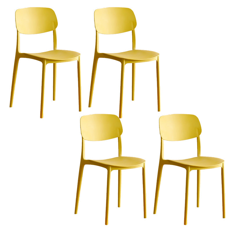 Modern Indoor-Outdoor Plastic Open Back Stackable Dining Side Chair Yellow 4 Piece Set Clearhalo 'Dining Chairs' 'Dining Tables & Seating' 'dining_chair' 'furn' 'furn_dining_chair' 'Furniture' 'Kitchen & Dining Furniture' 7718210