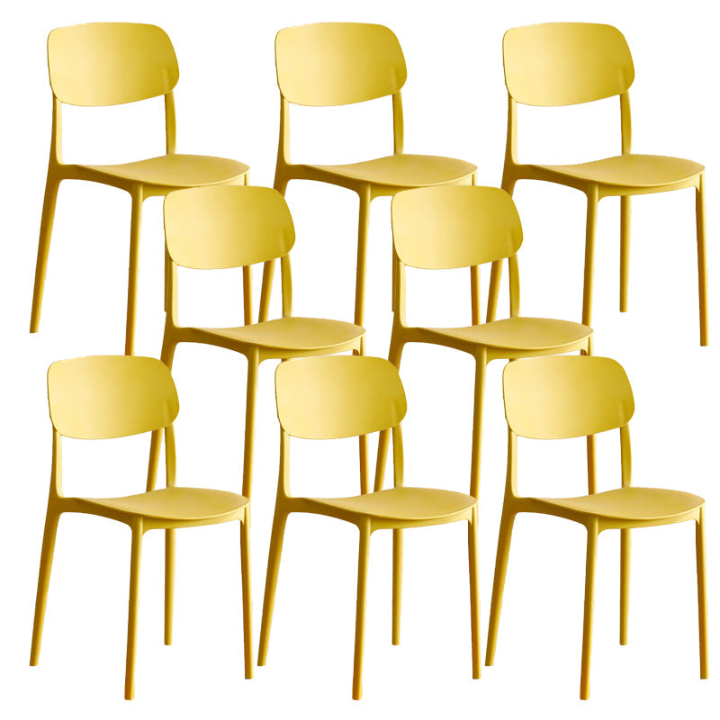 Modern Indoor-Outdoor Plastic Open Back Stackable Dining Side Chair Yellow 8 Piece Set Clearhalo 'Dining Chairs' 'Dining Tables & Seating' 'dining_chair' 'furn' 'furn_dining_chair' 'Furniture' 'Kitchen & Dining Furniture' 7718211