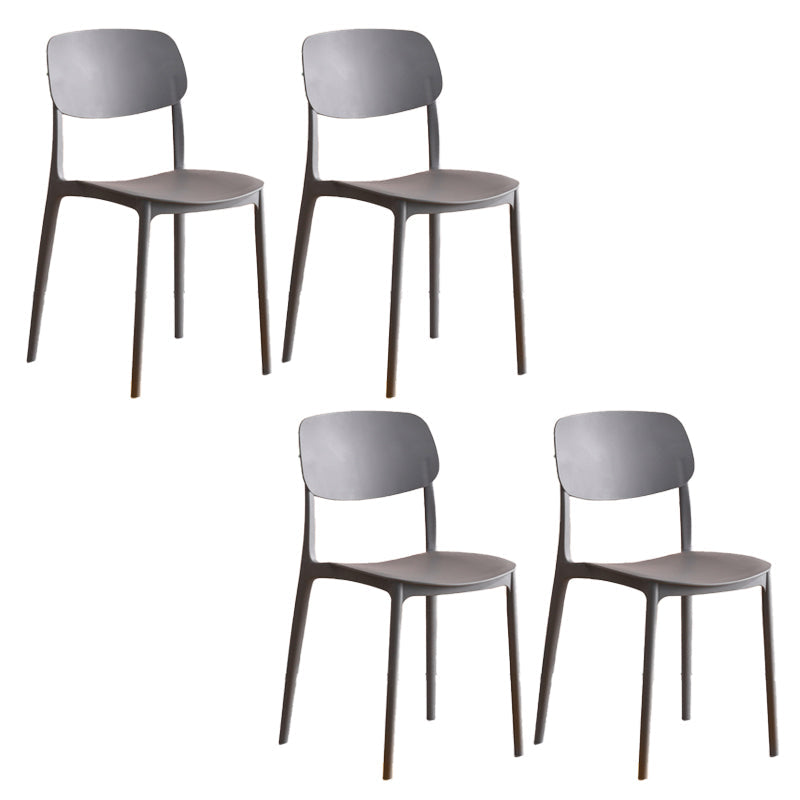 Modern Indoor-Outdoor Plastic Open Back Stackable Dining Side Chair Grey 4 Piece Set Clearhalo 'Dining Chairs' 'Dining Tables & Seating' 'dining_chair' 'furn' 'furn_dining_chair' 'Furniture' 'Kitchen & Dining Furniture' 7718212