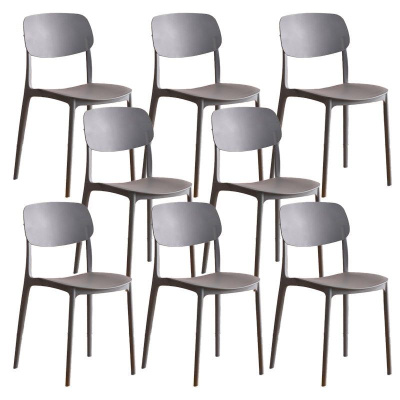 Modern Indoor-Outdoor Plastic Open Back Stackable Dining Side Chair Grey 8 Piece Set Clearhalo 'Dining Chairs' 'Dining Tables & Seating' 'dining_chair' 'furn' 'furn_dining_chair' 'Furniture' 'Kitchen & Dining Furniture' 7718213