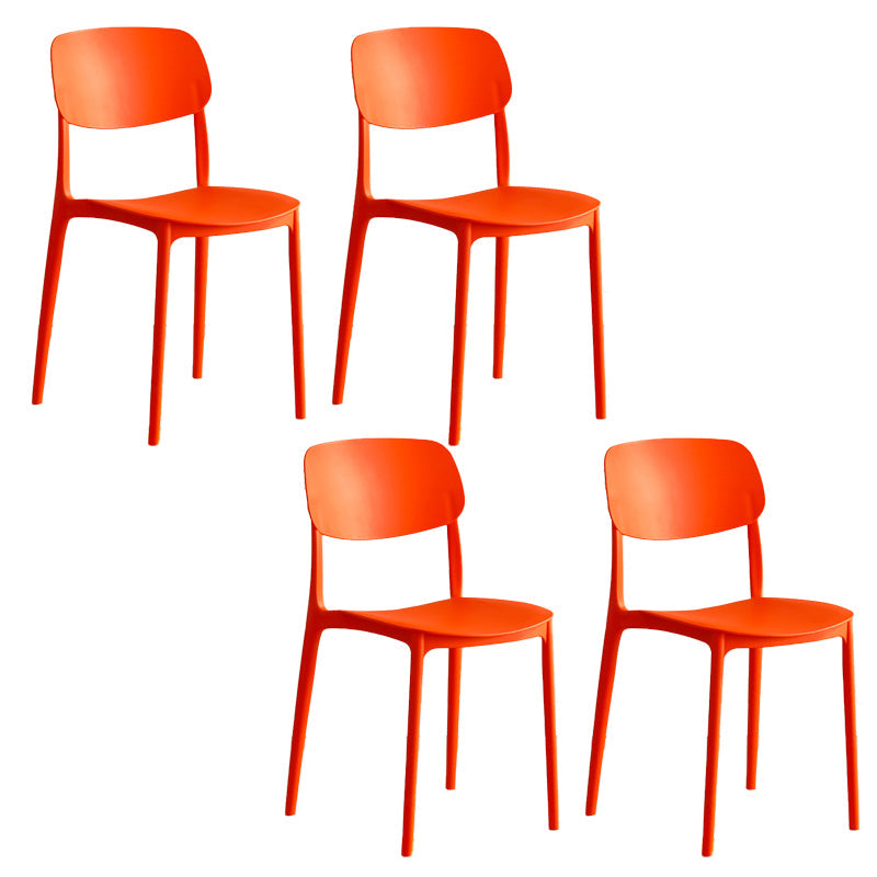 Modern Indoor-Outdoor Plastic Open Back Stackable Dining Side Chair Orange 4 Piece Set Clearhalo 'Dining Chairs' 'Dining Tables & Seating' 'dining_chair' 'furn' 'furn_dining_chair' 'Furniture' 'Kitchen & Dining Furniture' 7718214