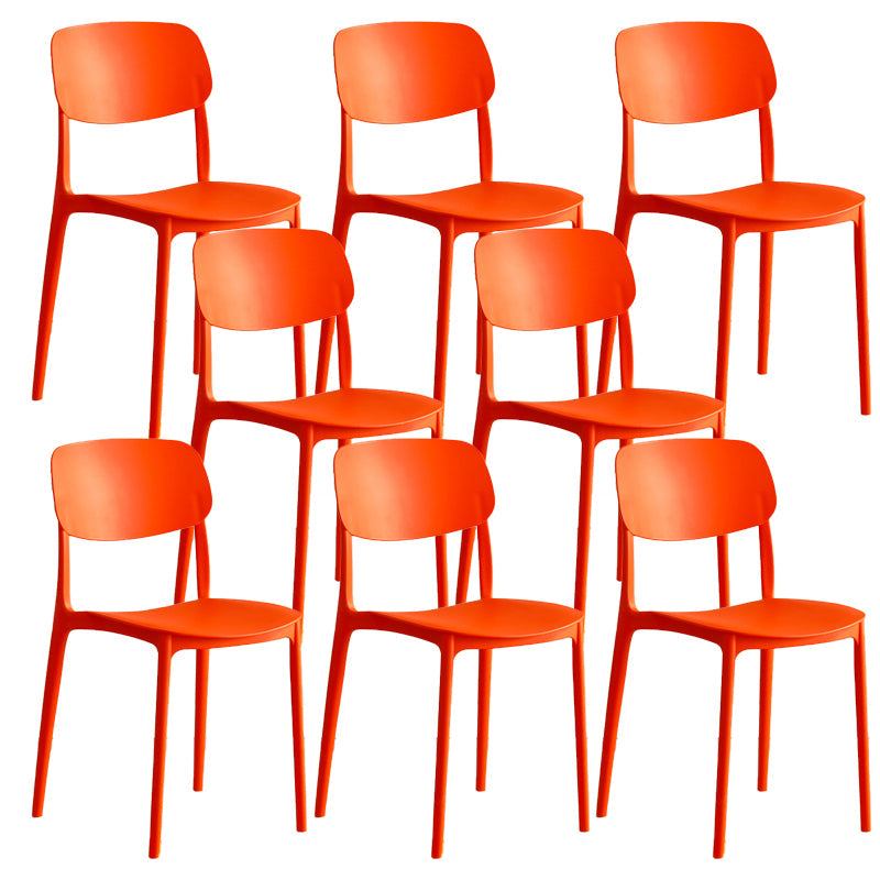 Modern Indoor-Outdoor Plastic Open Back Stackable Dining Side Chair Orange 8 Piece Set Clearhalo 'Dining Chairs' 'Dining Tables & Seating' 'dining_chair' 'furn' 'furn_dining_chair' 'Furniture' 'Kitchen & Dining Furniture' 7718215