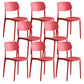 Modern Indoor-Outdoor Plastic Open Back Stackable Dining Side Chair Red 8 Piece Set Clearhalo 'Dining Chairs' 'Dining Tables & Seating' 'dining_chair' 'furn' 'furn_dining_chair' 'Furniture' 'Kitchen & Dining Furniture' 7718217