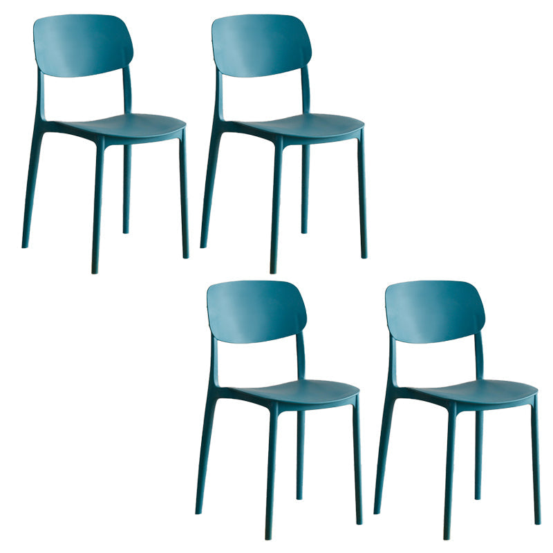 Modern Indoor-Outdoor Plastic Open Back Stackable Dining Side Chair Blue 4 Piece Set Clearhalo 'Dining Chairs' 'Dining Tables & Seating' 'dining_chair' 'furn' 'furn_dining_chair' 'Furniture' 'Kitchen & Dining Furniture' 7718218