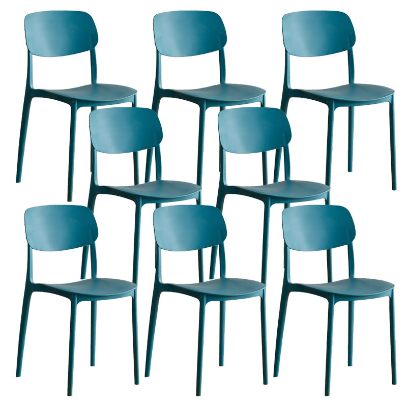 Modern Indoor-Outdoor Plastic Open Back Stackable Dining Side Chair Blue 8 Piece Set Clearhalo 'Dining Chairs' 'Dining Tables & Seating' 'dining_chair' 'furn' 'furn_dining_chair' 'Furniture' 'Kitchen & Dining Furniture' 7718219