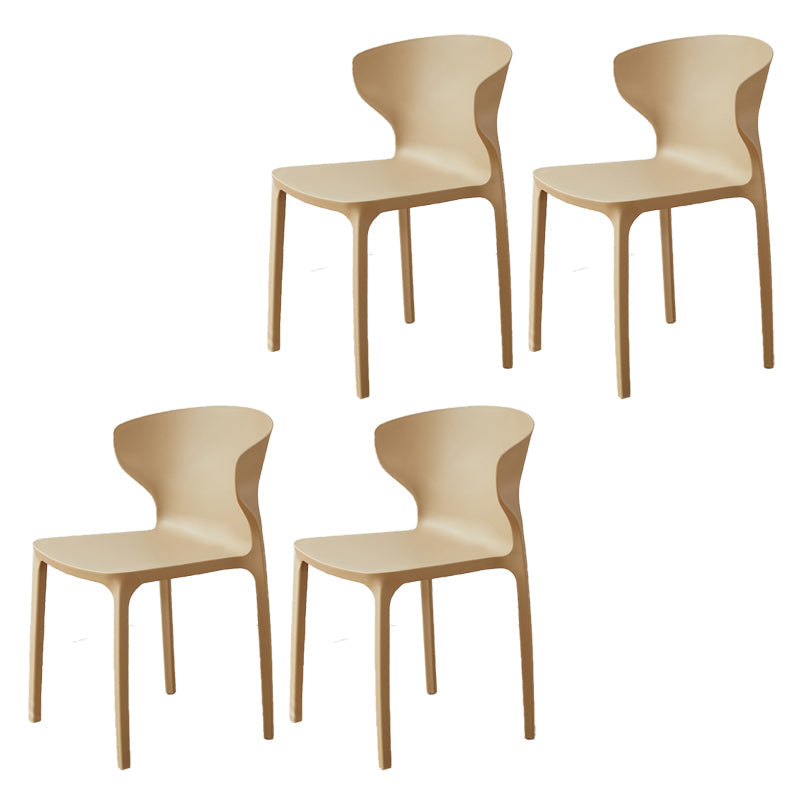 Zeitgenössischer Innenflügelback -Plastikstapelarm ohne Seitungsstuhl