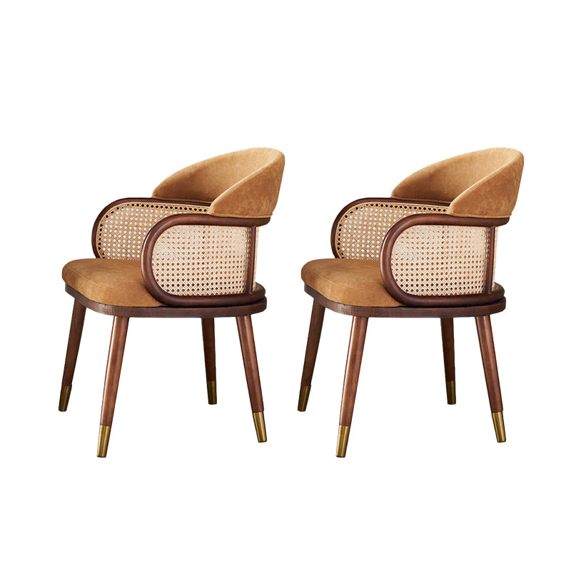 Glamstil gepolsterte massive Holzbasis Haus Dining Armstuhl