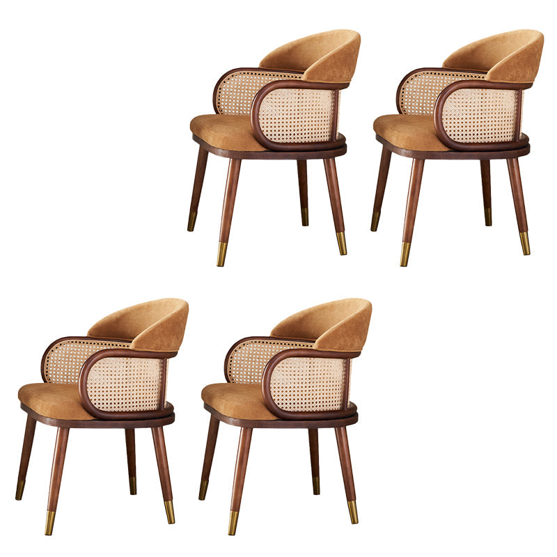 Glamstil gepolsterte massive Holzbasis Haus Dining Armstuhl