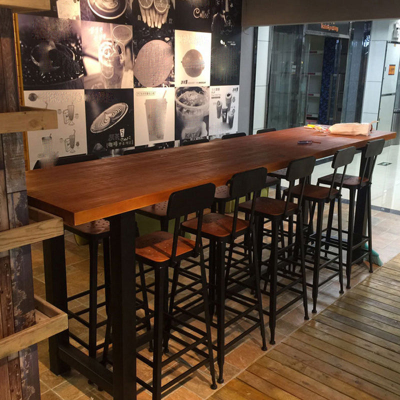 Industrial Metal Legs Indoor Bar Stool Black Base with Footrest