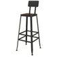 Industrial Metal Legs Indoor Bar Stool Black Base with Footrest