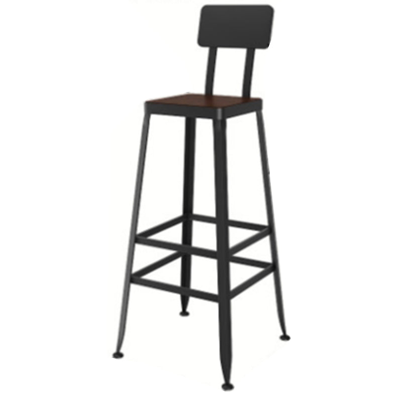 Industrial Metal Legs Indoor Bar Stool Black Base with Footrest