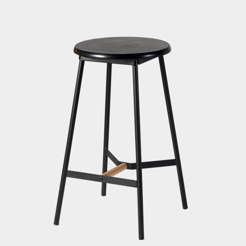 Contemporary Round Backless Armless Bar Stools with Metal Legs Black 1 Piece Clearhalo 'Bar Furniture' 'Bar Stools' 'bar_stools' 'furn' 'furn_bar_stools' 'Furniture' 'Kitchen & Dining Furniture' 7718558