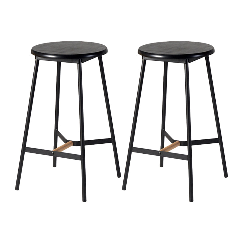 Contemporary Round Backless Armless Bar Stools with Metal Legs Black 2 Piece Set Clearhalo 'Bar Furniture' 'Bar Stools' 'bar_stools' 'furn' 'furn_bar_stools' 'Furniture' 'Kitchen & Dining Furniture' 7718560