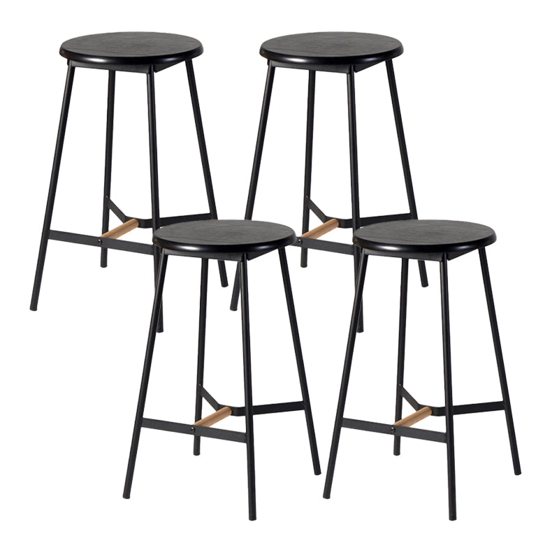 Contemporary Round Backless Armless Bar Stools with Metal Legs Black 4 Piece Set Clearhalo 'Bar Furniture' 'Bar Stools' 'bar_stools' 'furn' 'furn_bar_stools' 'Furniture' 'Kitchen & Dining Furniture' 7718561