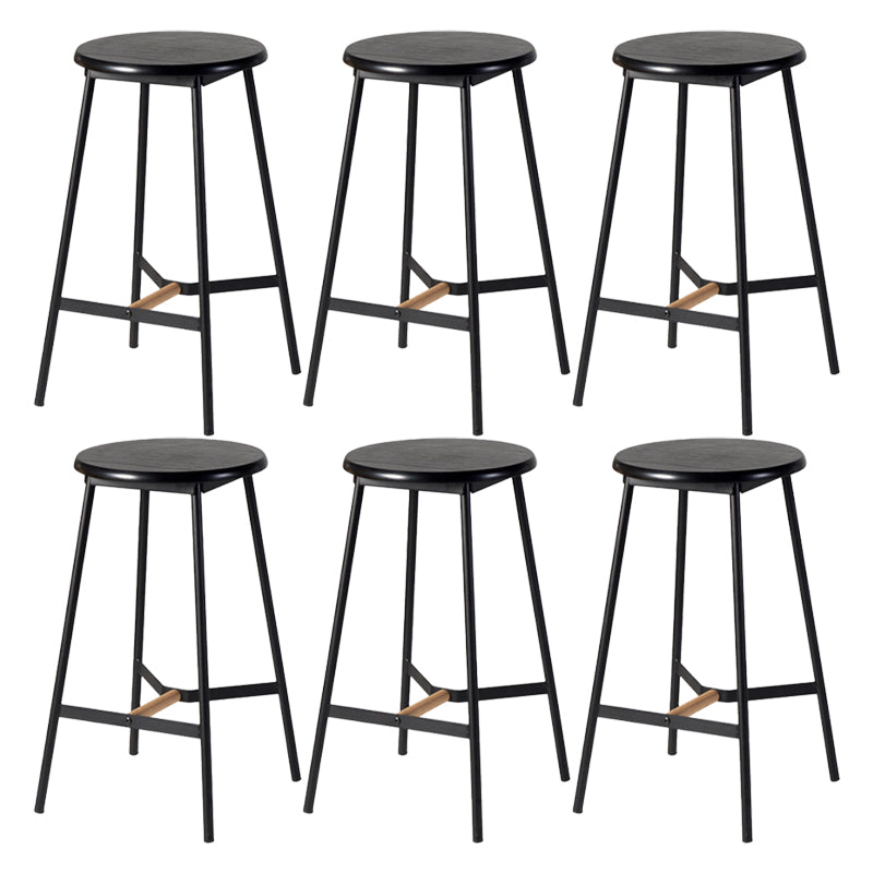 Contemporary Round Backless Armless Bar Stools with Metal Legs Black 6 Piece Set Clearhalo 'Bar Furniture' 'Bar Stools' 'bar_stools' 'furn' 'furn_bar_stools' 'Furniture' 'Kitchen & Dining Furniture' 7718564