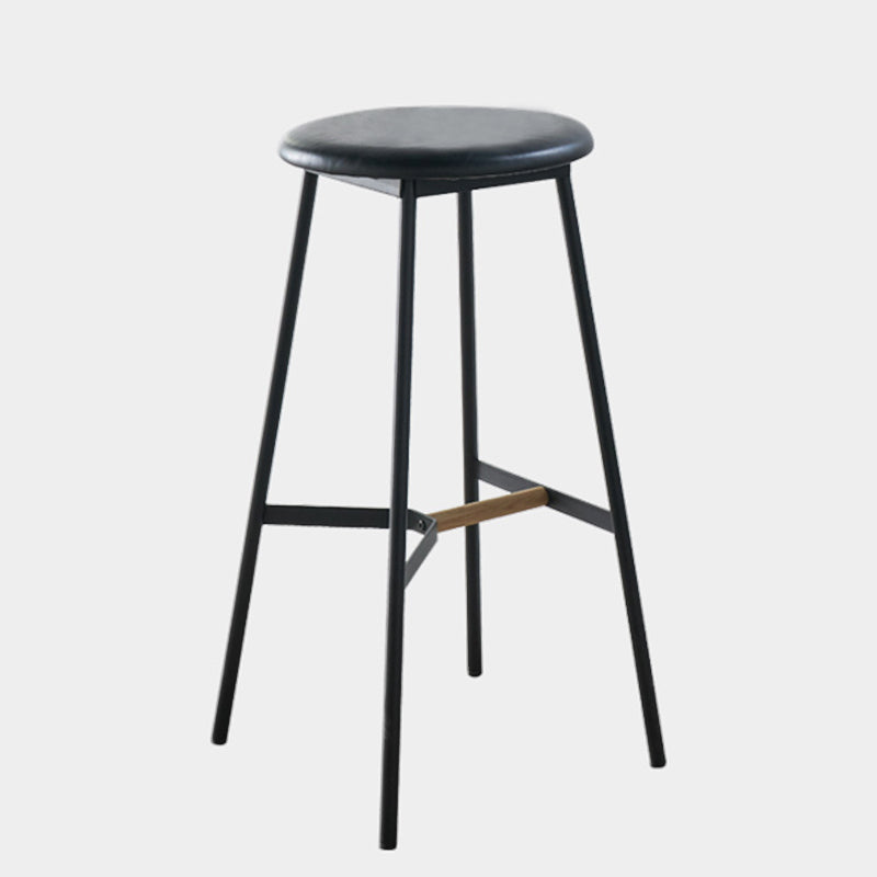 Contemporary Round Backless Armless Bar Stools with Metal Legs Gray 1 Piece Clearhalo 'Bar Furniture' 'Bar Stools' 'bar_stools' 'furn' 'furn_bar_stools' 'Furniture' 'Kitchen & Dining Furniture' 7718568