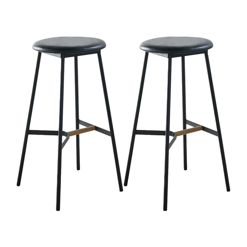 Contemporary Round Backless Armless Bar Stools with Metal Legs Gray 2 Piece Set Clearhalo 'Bar Furniture' 'Bar Stools' 'bar_stools' 'furn' 'furn_bar_stools' 'Furniture' 'Kitchen & Dining Furniture' 7718569