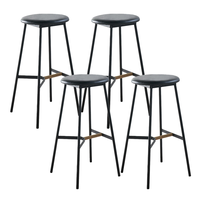 Contemporary Round Backless Armless Bar Stools with Metal Legs Gray 4 Piece Set Clearhalo 'Bar Furniture' 'Bar Stools' 'bar_stools' 'furn' 'furn_bar_stools' 'Furniture' 'Kitchen & Dining Furniture' 7718572