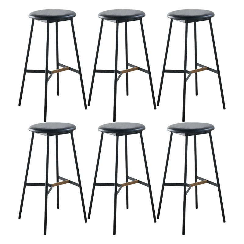Contemporary Round Backless Armless Bar Stools with Metal Legs Gray 6 Piece Set Clearhalo 'Bar Furniture' 'Bar Stools' 'bar_stools' 'furn' 'furn_bar_stools' 'Furniture' 'Kitchen & Dining Furniture' 7718573