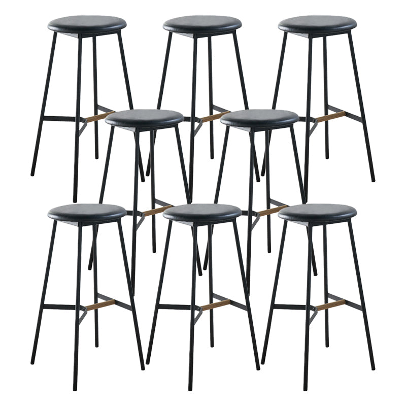Contemporary Round Backless Armless Bar Stools with Metal Legs Gray 8 Piece Set Clearhalo 'Bar Furniture' 'Bar Stools' 'bar_stools' 'furn' 'furn_bar_stools' 'Furniture' 'Kitchen & Dining Furniture' 7718576