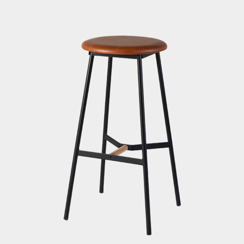 Contemporary Round Backless Armless Bar Stools with Metal Legs Brown 1 Piece Clearhalo 'Bar Furniture' 'Bar Stools' 'bar_stools' 'furn' 'furn_bar_stools' 'Furniture' 'Kitchen & Dining Furniture' 7718577