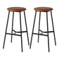 Contemporary Round Backless Armless Bar Stools with Metal Legs Brown 2 Piece Set Clearhalo 'Bar Furniture' 'Bar Stools' 'bar_stools' 'furn' 'furn_bar_stools' 'Furniture' 'Kitchen & Dining Furniture' 7718578