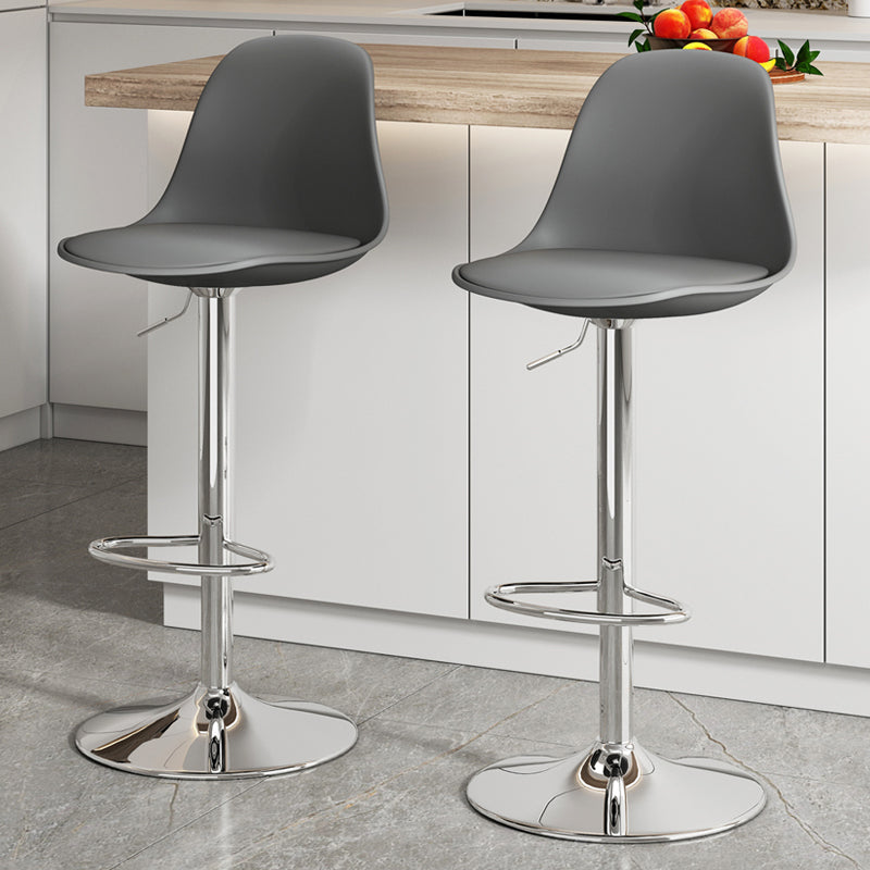 Modern Bucket Adjustable Height Swivel Bar Stool with Metal Base