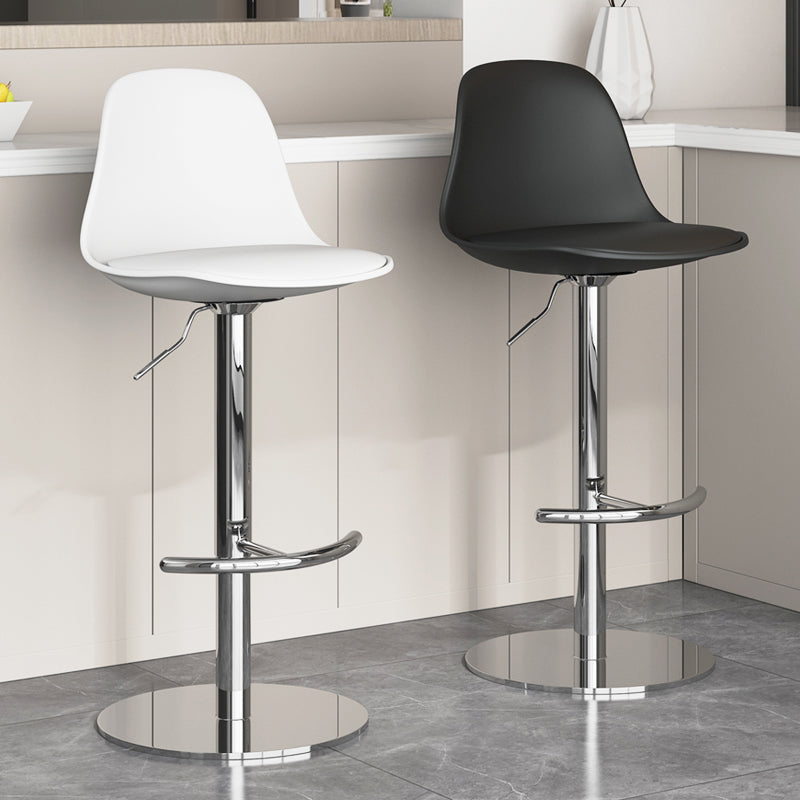 Modern Bucket Adjustable Height Swivel Bar Stool with Metal Base
