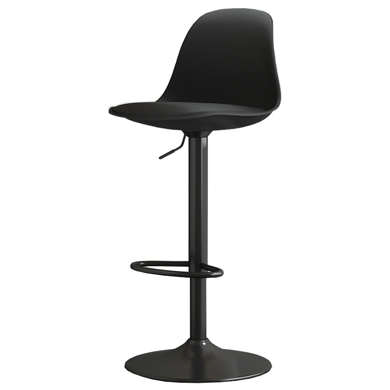 Modern Bucket Adjustable Height Swivel Bar Stool with Metal Base